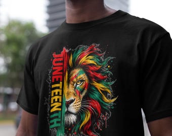 Camiseta Juneteenth Lion para hombre — Camiseta con el orgullo afroamericano, suéter del Día de la Libertad de la Historia Negra, regalo para la celebración del 19 de junio