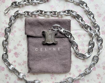 70s CELINE Triomphe White Chain Belt - Etsy display picture 1