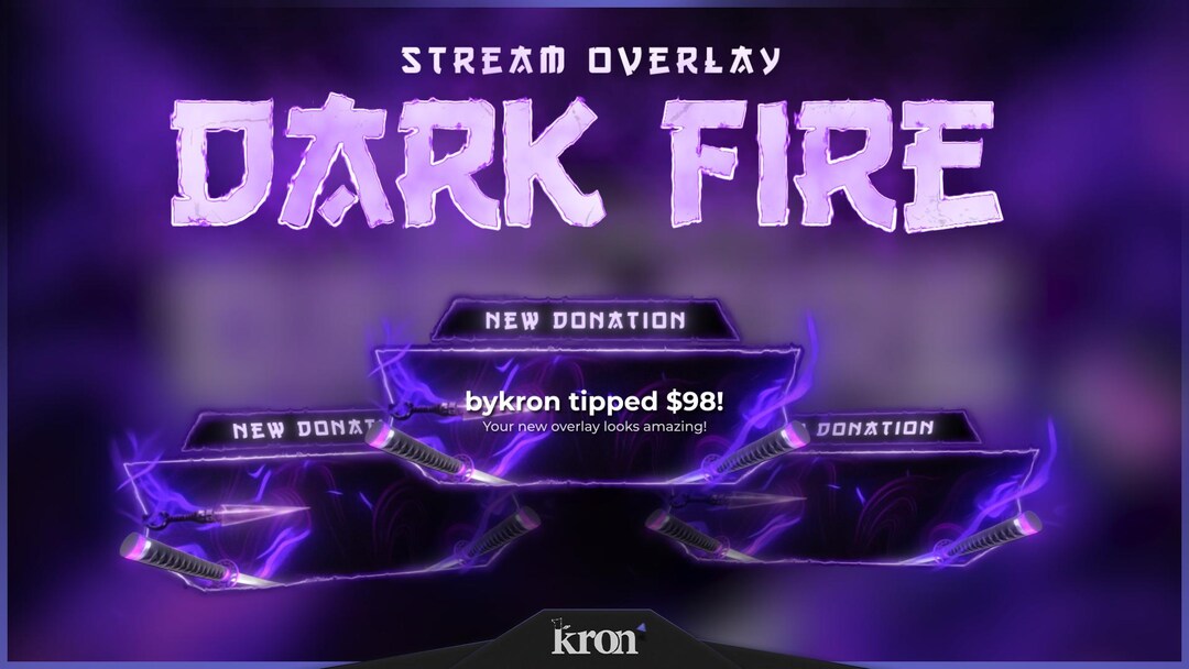 Dark Fire Stream Overlay, Animated Alerts & Widgets (digital Download ...
