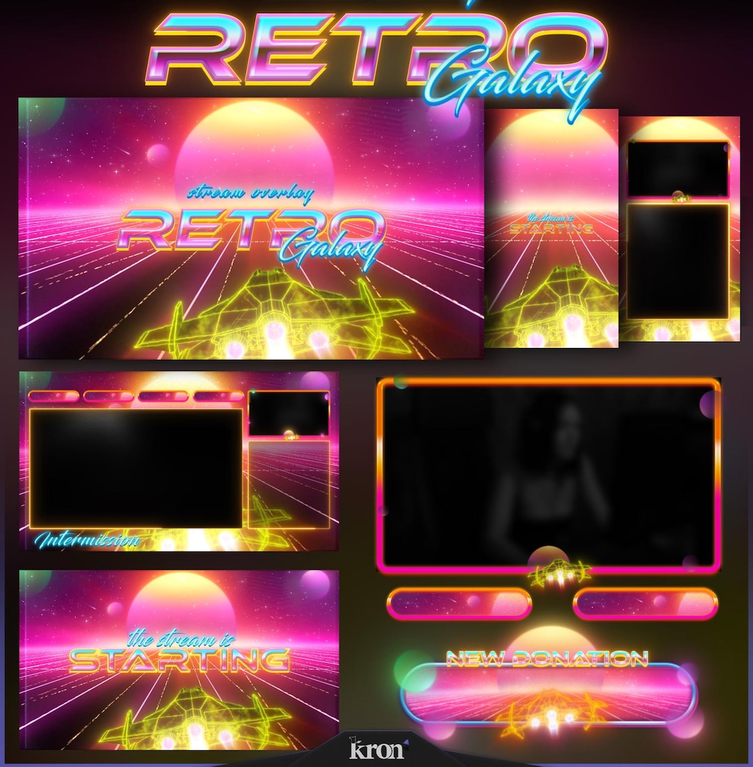 Retro Galaxy Stream Overlay Pack – Synthwave Neon Sunset, Alerts ...