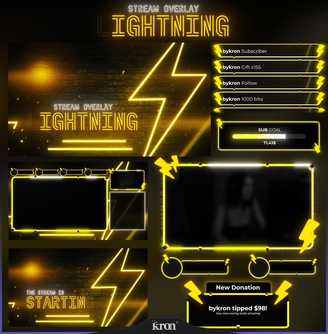 Scene Widget Lightning Stream Overlay Pack, Animated Scenes, Alerts, Widgets, Twitch ...