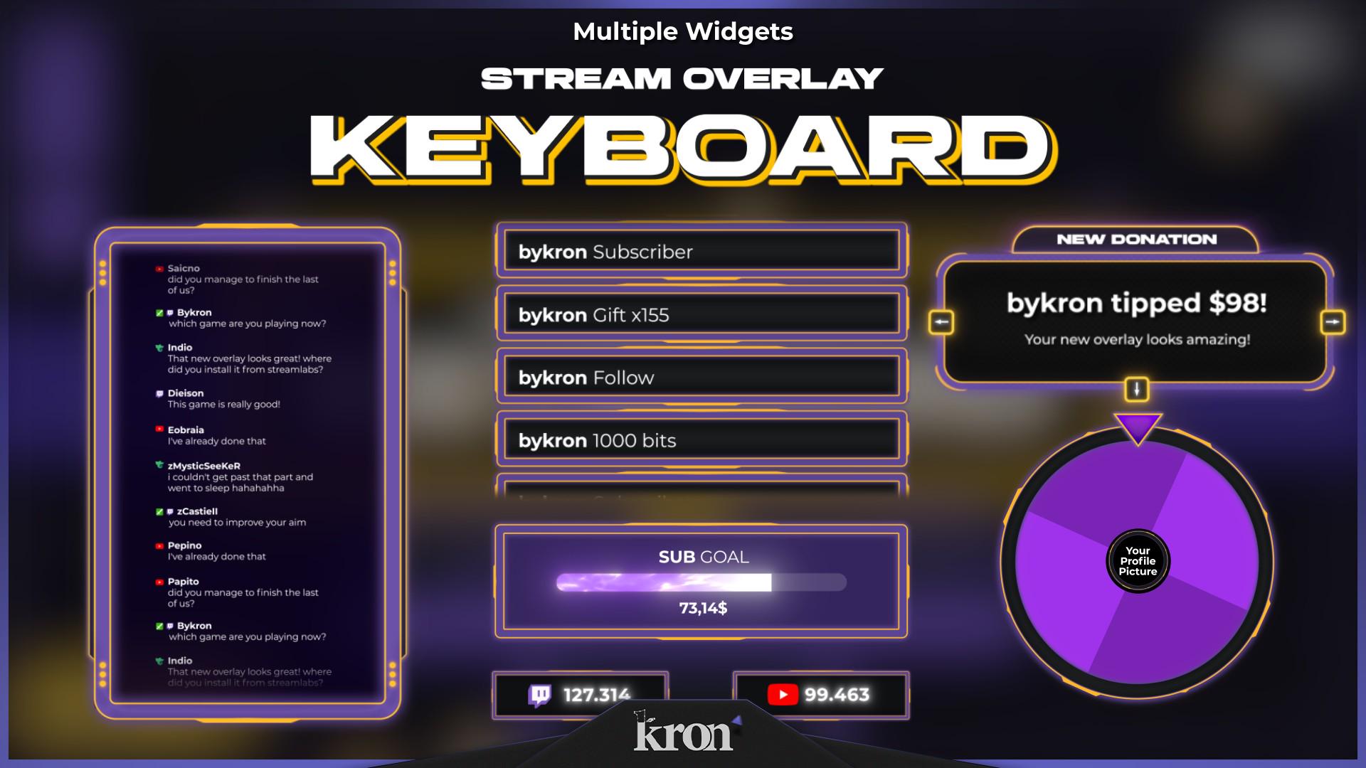 Keyboard Stream Overlay Pack, Animated Scenes, Alerts, Widgets, Twitch ...