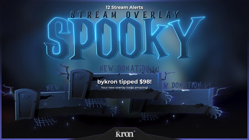 Spooky Stream Overlay Pack – Animated Scenes, Alerts Twitch Overlay ...