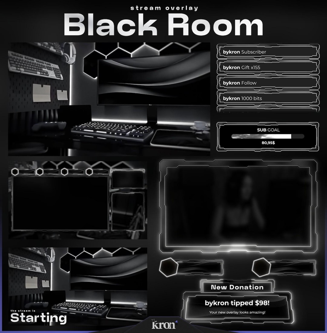 Scene Widget Black Room Stream Overlay Pack, Animated Scenes, Alerts, Widgets ...