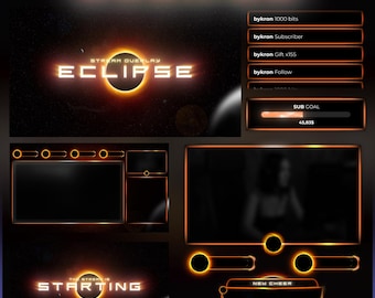 Eclipse Galaxy Stream Overlay Pack, Animated Scenes, Alerts, Widgets (Instant Download) Twitch Overlay