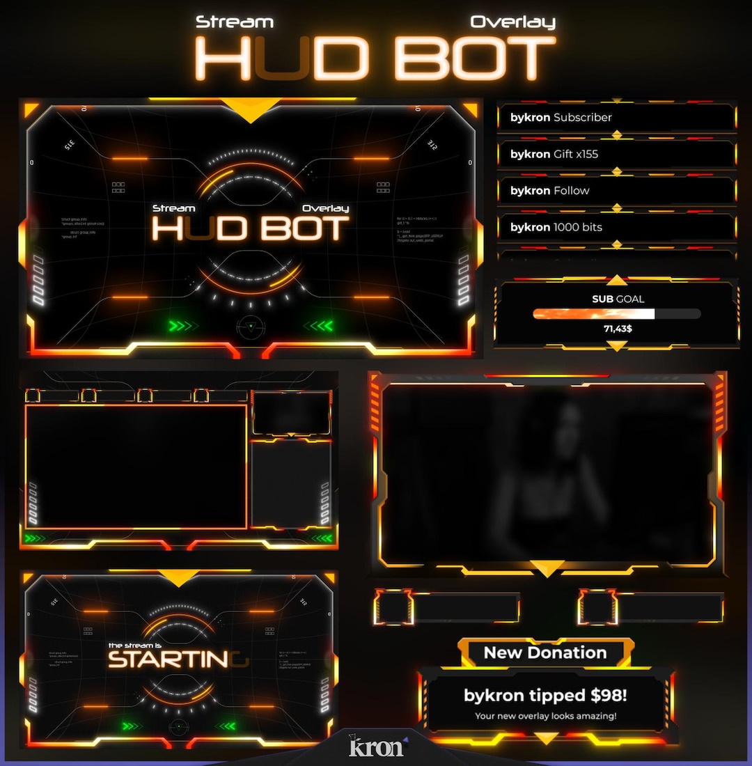 Scene Widget Hud Bot Stream Overlay Pack, Animated Scenes, Alerts, Widgets, Twitch ...