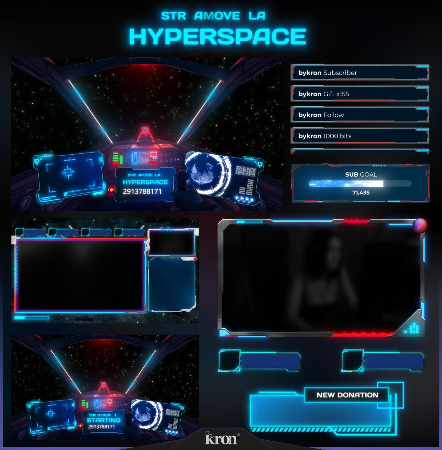 Hyperspace Sci-fi Stream Overlay Pack, Animated Scenes, Alerts, Twitch ...