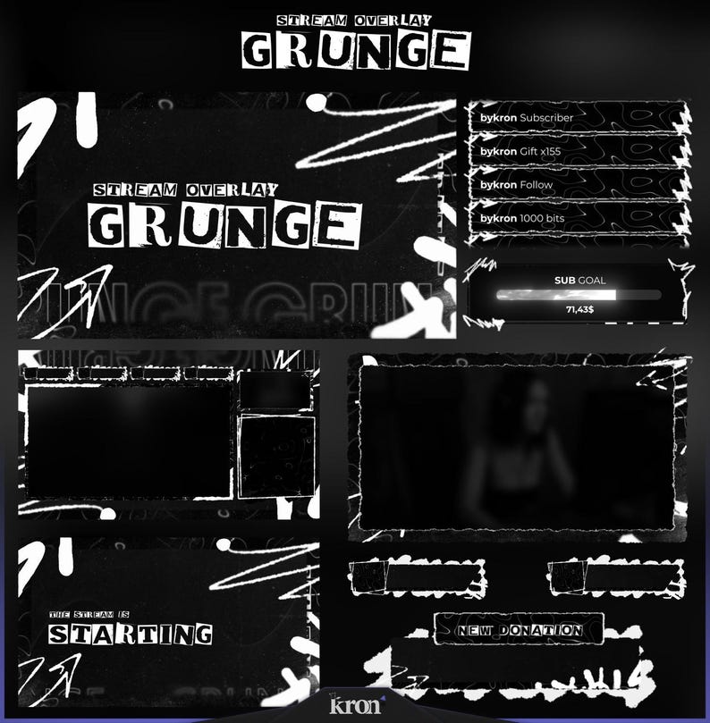 Scene Widget Grunge Stream Overlay Pack, Animated Scenes, Alerts, Widgets, Twitch ...