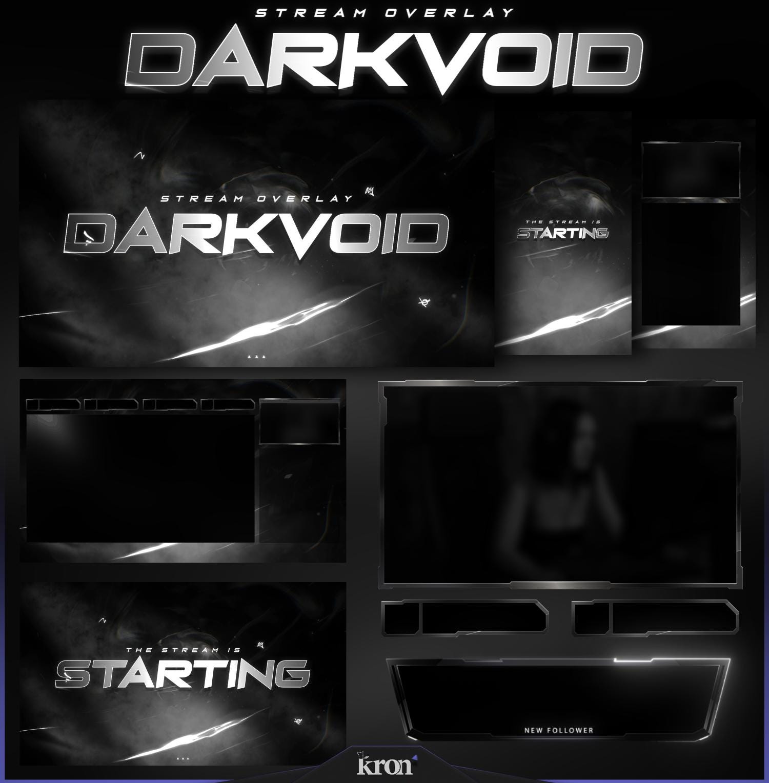 Dark Void Stream Overlay Pack, Animated Scenes, Alerts, Widgets, Twitch ...