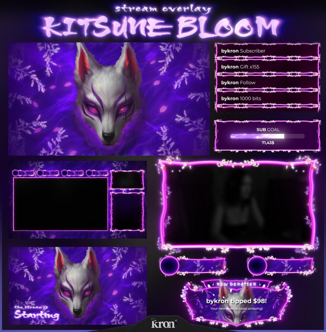Scene Widget Kitsune Bloom Stream Overlay Pack, Animated Scenes, Alerts, Widgets ...