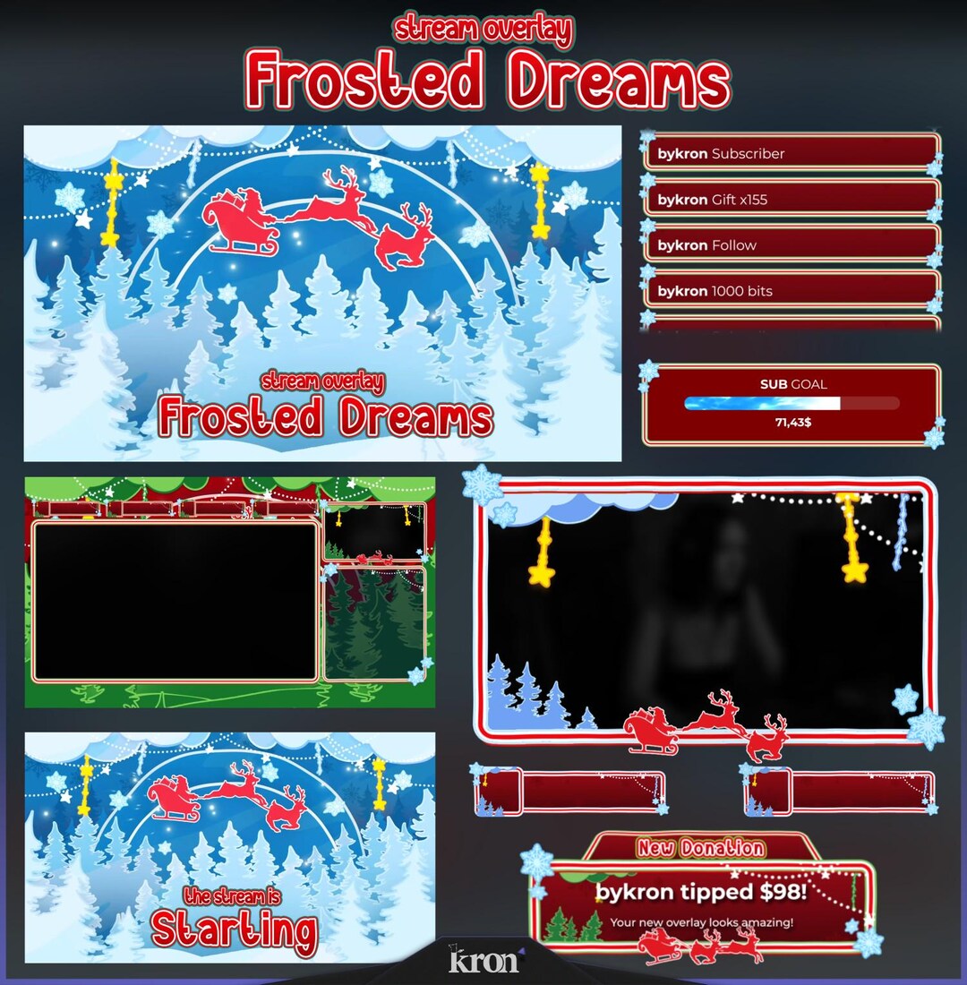Scene Widget Frosted Dreams Stream Overlay Pack, Animated Scenes, Alerts, Widgets ...