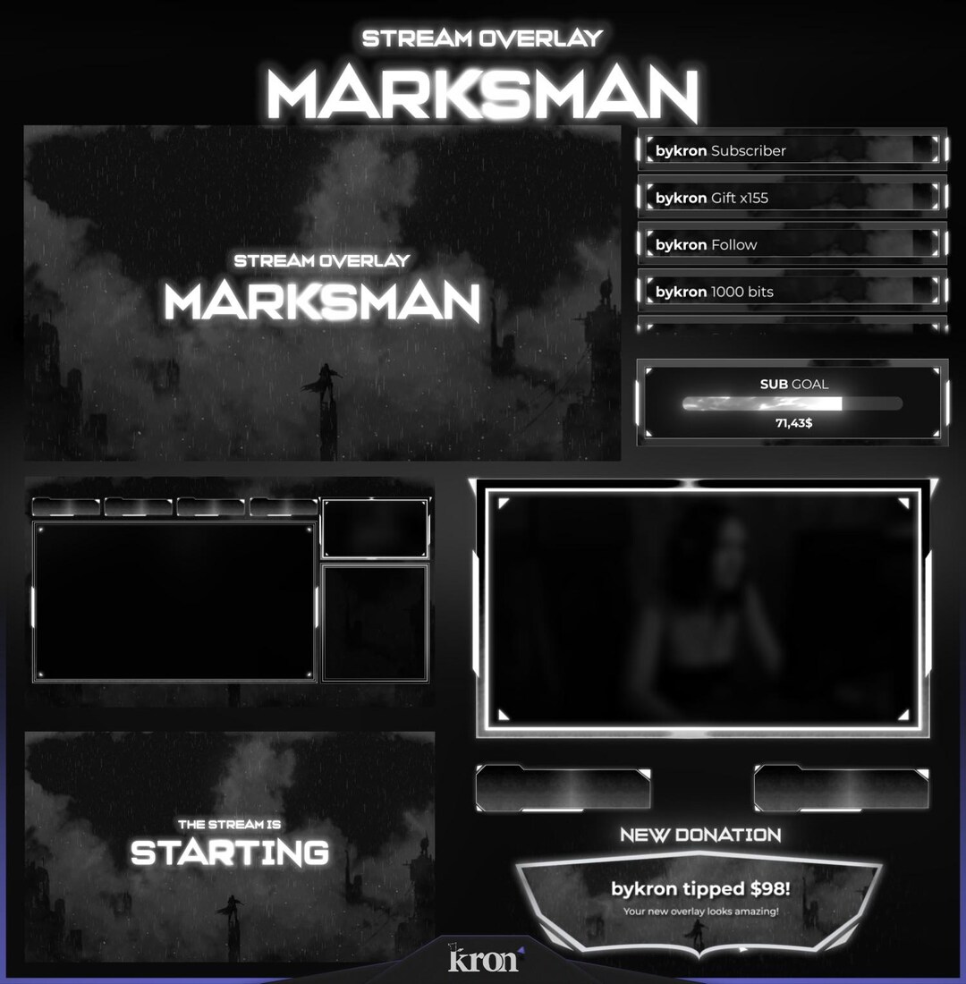 Marksman Stream Overlay Pack, Animated Scenes, Alerts, Widgets, Twitch ...