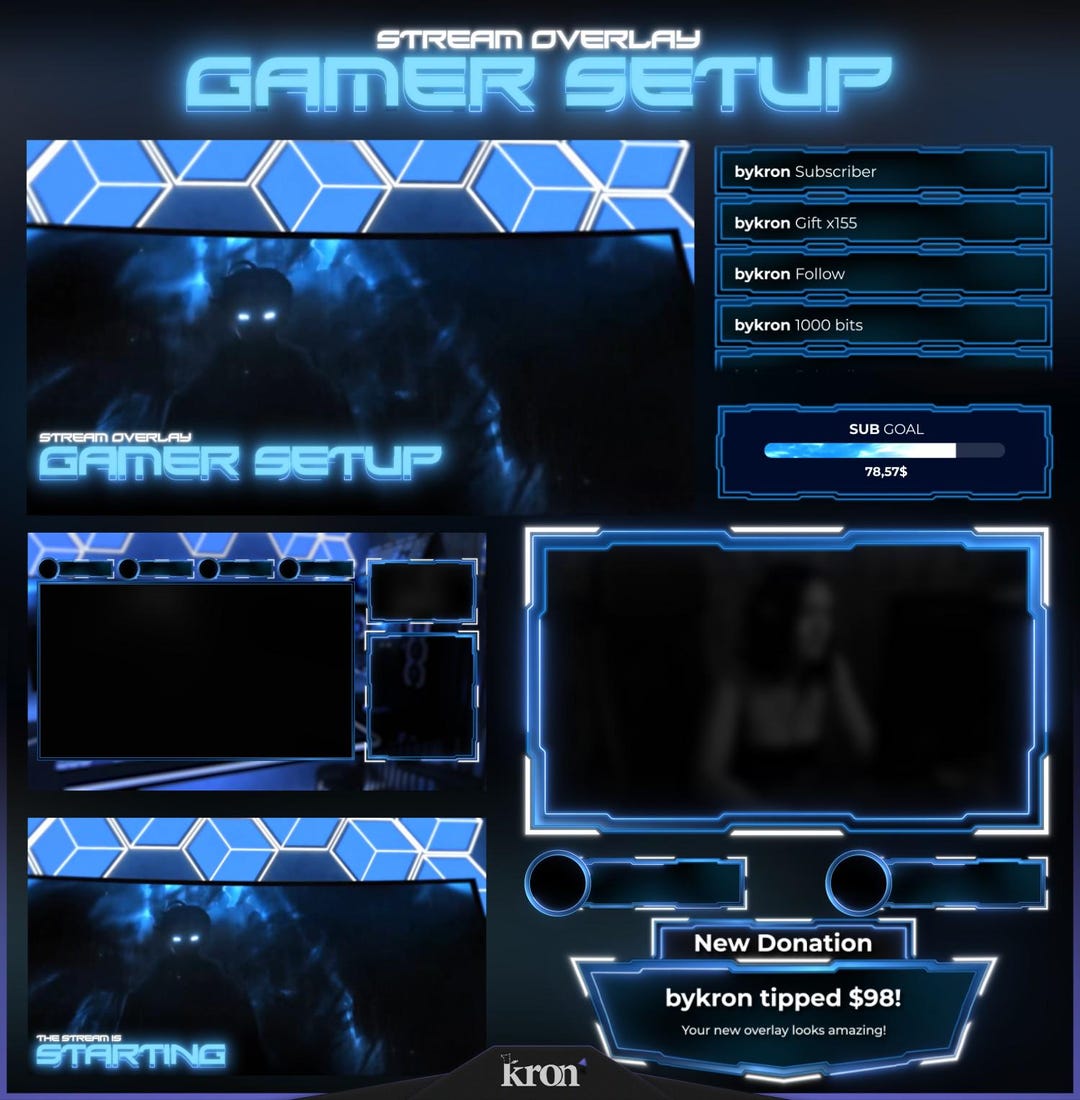 Gamer Setup Stream Overlay Pack, Animated Scenes, Alerts, Widgets ...