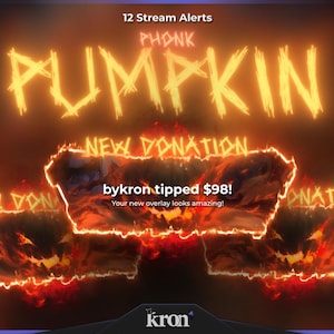 Phonk Pumpkin Stream-overlay, geanimeerde waarschuwingen en widgets (digitale download) Twitch-overlay