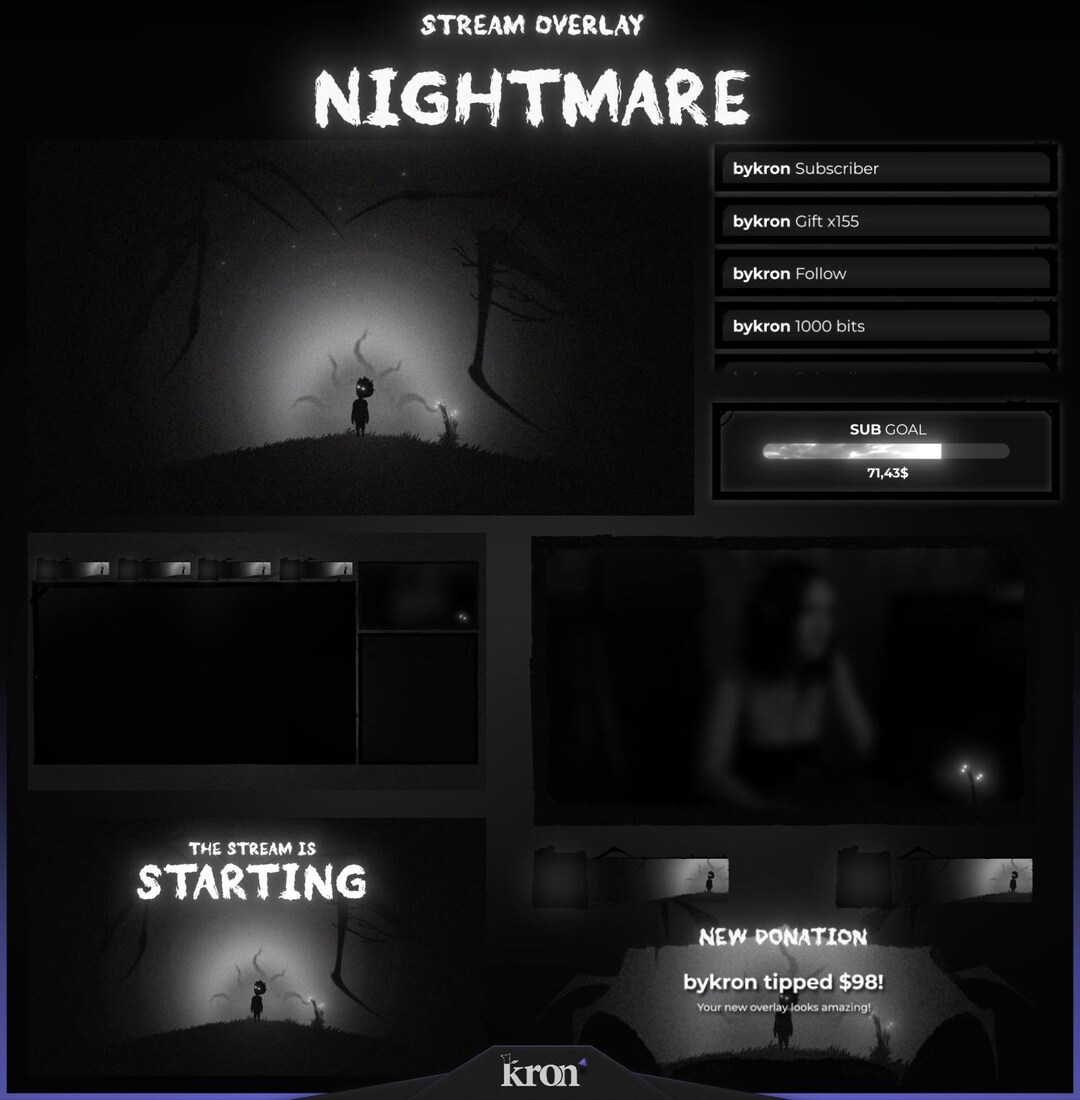 Scene Widget Nightmare Stream Overlay Pack, Animated Scenes, Alerts, Widgets, Twitch ...