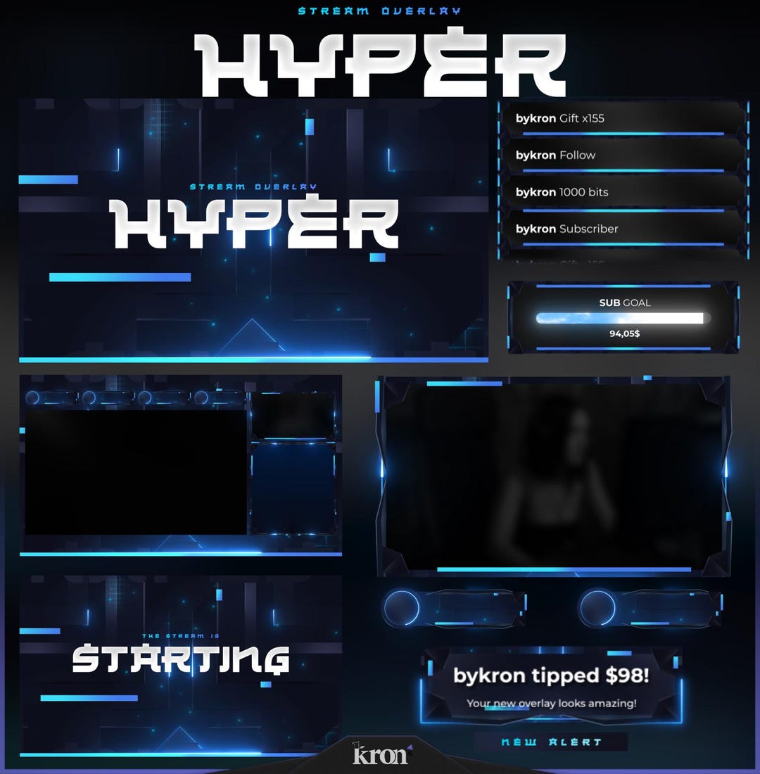 Futuristic Hyper Stream Overlay Pack, 6 Scenes, 12 Alerts, Twitch ...
