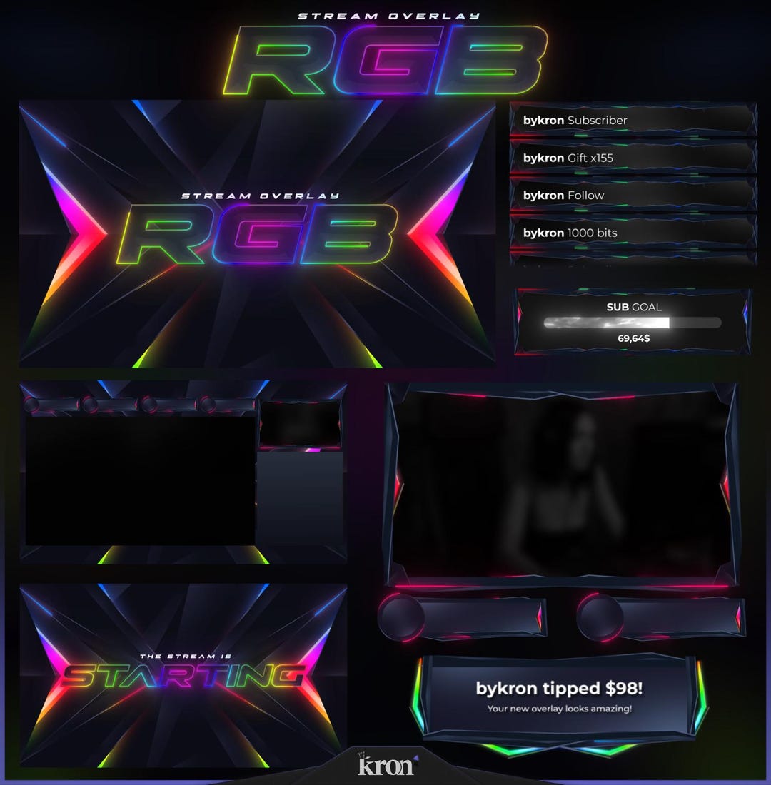 Scene Widget RGB Stream Overlay Pack, Animated Scenes, Alerts, Widgets, Twitch ...