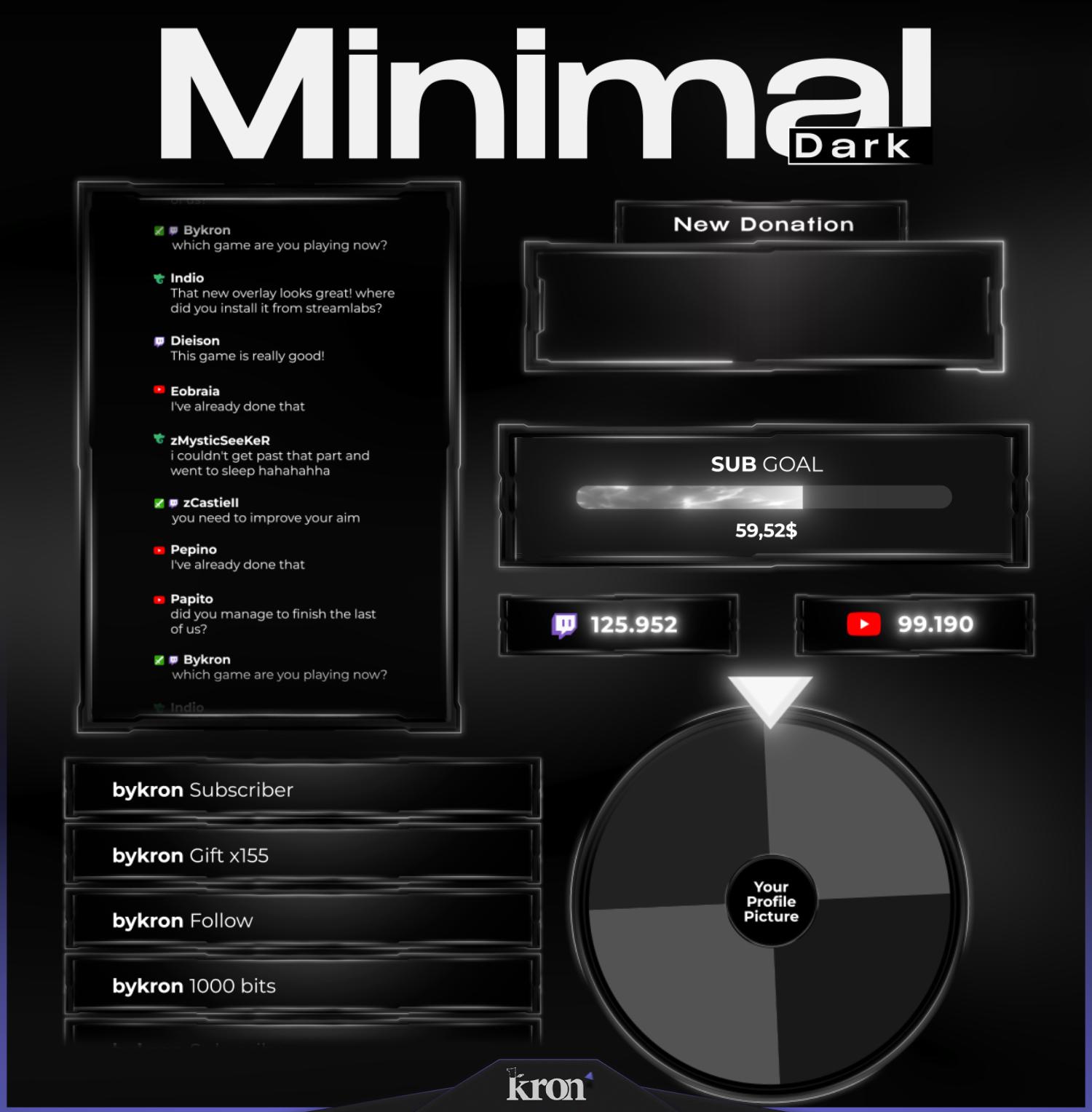 Scene Widget Minimal Dark Stream Overlay Pack, Animated Scenes, Alerts, Widgets ...