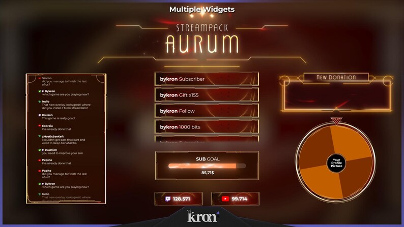 Aurum Stream Overlay, Animated Alerts & Widgets (digital Download ...