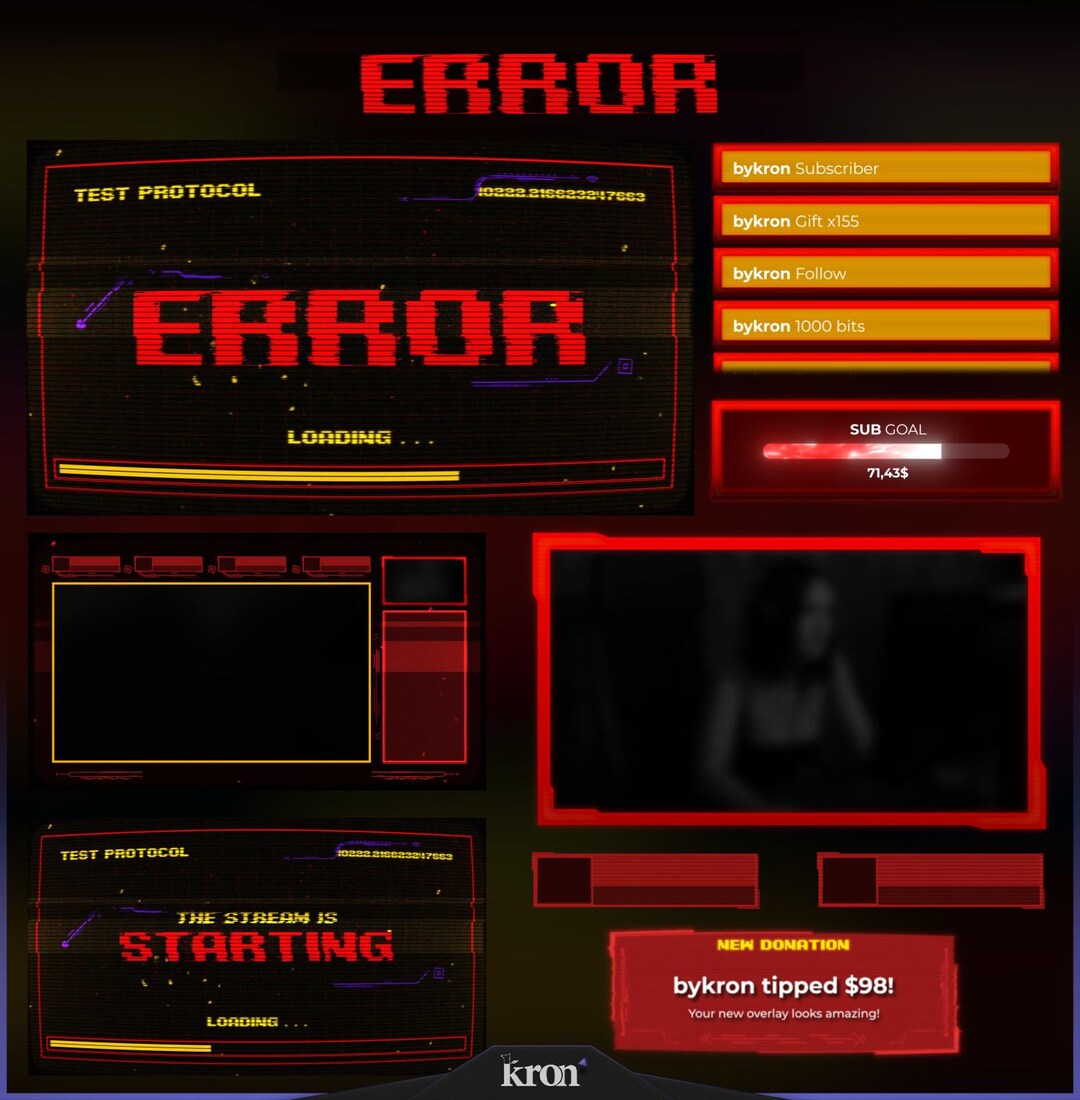 Error Stream Overlay Pack, Animated Scenes, Alerts, Widgets, Twitch ...