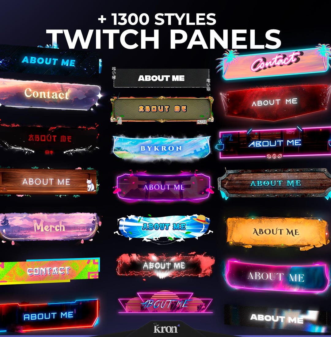Mega Stream Panels Bundle, 1300+ PNG Profile Graphics, Twitch Panels ...