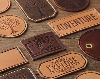 Écusson en cuir personnalisé - Leser Engraved - Logo personnalisé, écusson pour chapeau