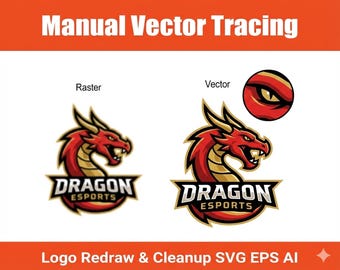 Service professionnel manuel de traçage vectoriel et de redessin de logo