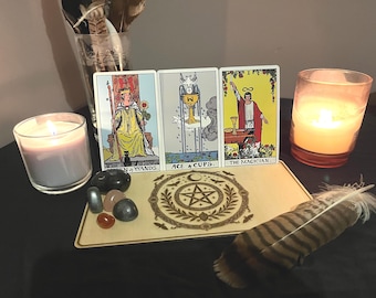 Tarot Card Holder, Pentagram Engraved Oracle Stand