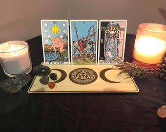 Tarot Card Holder, Triple Goddess Engraved Oracle Stand