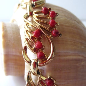 Gold Tone and Red Bead Bracelet image 2