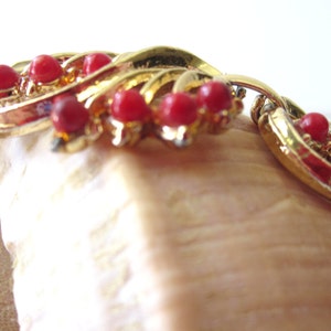 Gold Tone and Red Bead Bracelet image 4