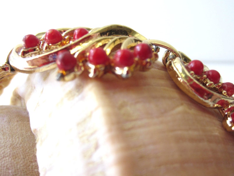 Gold Tone and Red Bead Bracelet image 4