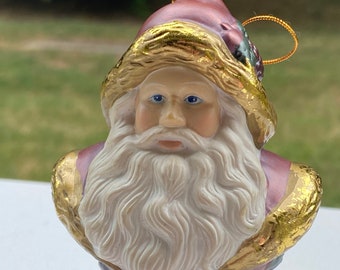 Porcelain Bisque Tasseled Santa Ornament