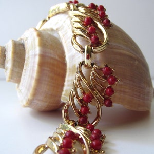 Gold Tone and Red Bead Bracelet image 3