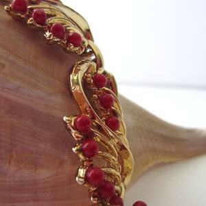 Gold Tone and Red Bead Bracelet image 5