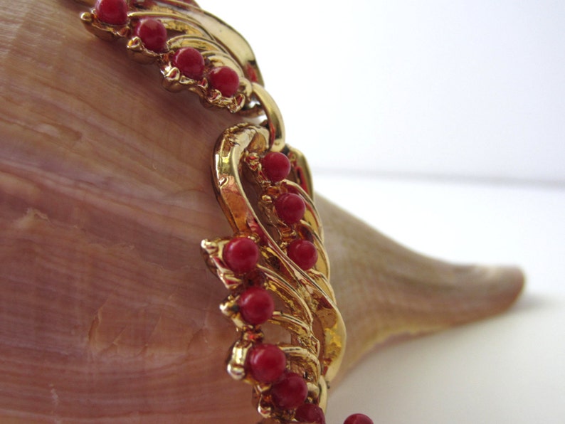 Gold Tone and Red Bead Bracelet image 5