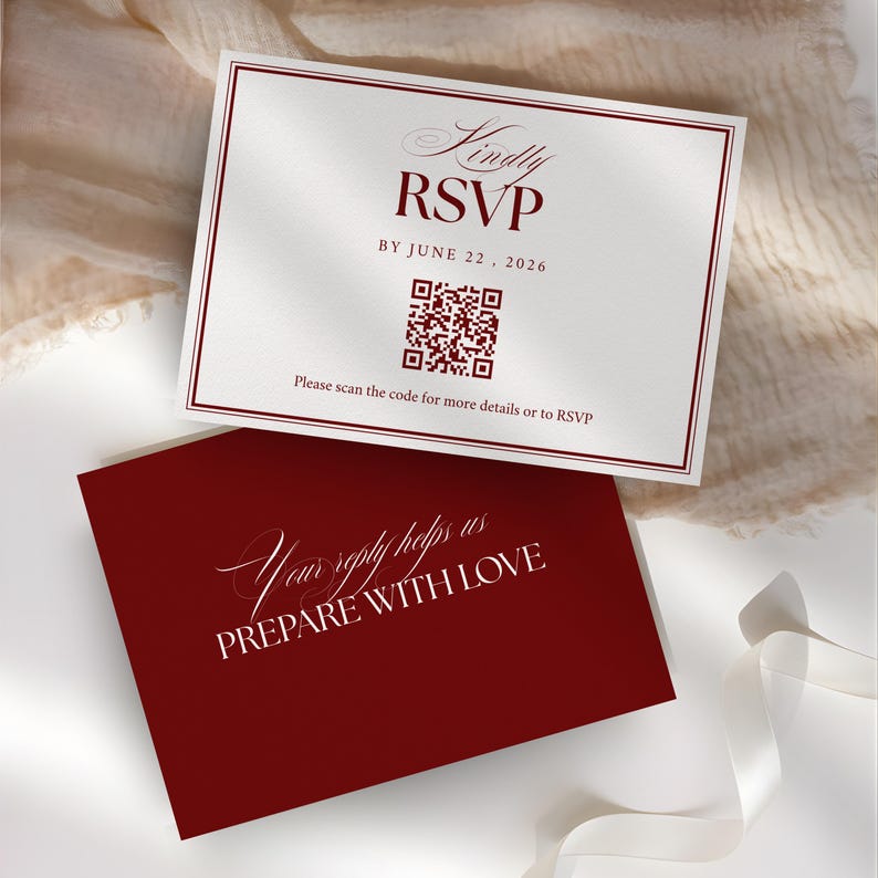 RSVP and Details Cards Included Old Money Wedding Stationery