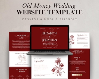 Old Money Wedding Website Template Canva Luxury Editable Digital Wedding Website with RSVP Save the Date Timeline & Details Wedding Website