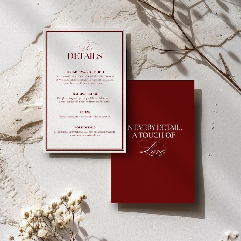 Complete Wedding Suite Template Invitation + RSVP + Details Card