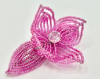 Pink Floral Hair Clip - French Beaded - Bloom Fascinator - Sparkle Collection (Limited Edition)