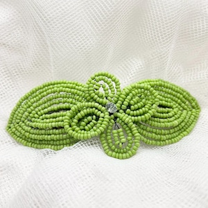 Light Green CL Fascinator - French Beaded Barrette Clasp Clip - Pearl Collection