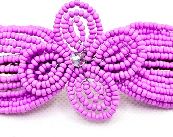 Purple Orchid Barrette - CL Fascinator - French Beaded Hair Clasp - Pearl Collection