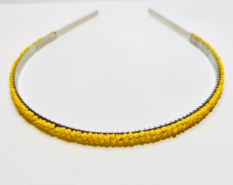 Yellow Beaded Headband Tiara - Alice Hair Band - Pearl Collection (Limited Edition)