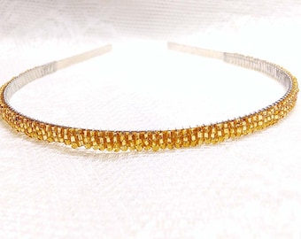 Gold Beaded Headband Alice Hair Band Tiara - Sparkle Collection (Limited Edition)