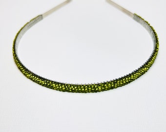 Chartreuse (Light Green) Beaded Headband Alice Hair Band Tiara - Sparkle Collection