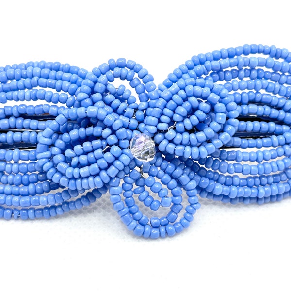Periwinkle Barrette - CL Fascinator - French Beaded Hair Clasp - Pearl Collection