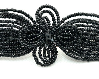 Black Barrette - CL Fascinator - French Beaded Clasp - Pearl Collection