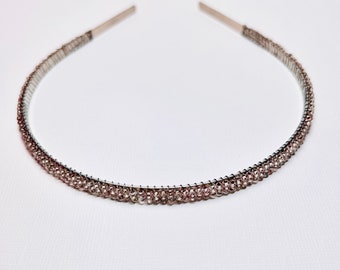 Light Blush Pink Beaded Headband Alice Hair Band Tiara - Sparkle Collection (Limited Edition)