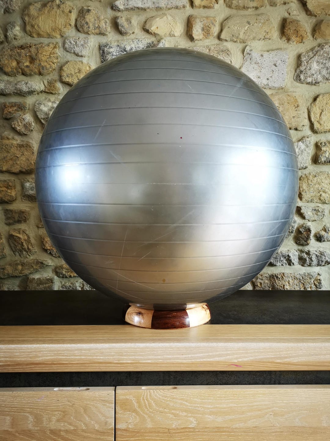 Wooden Stand for Gym Ball | Solid Acacia & Rosewood | Fitness Ball Base ...