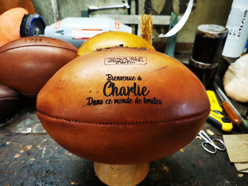 Vintage Leather Rugby Ball With Honey Wax Vegetable Tanning
